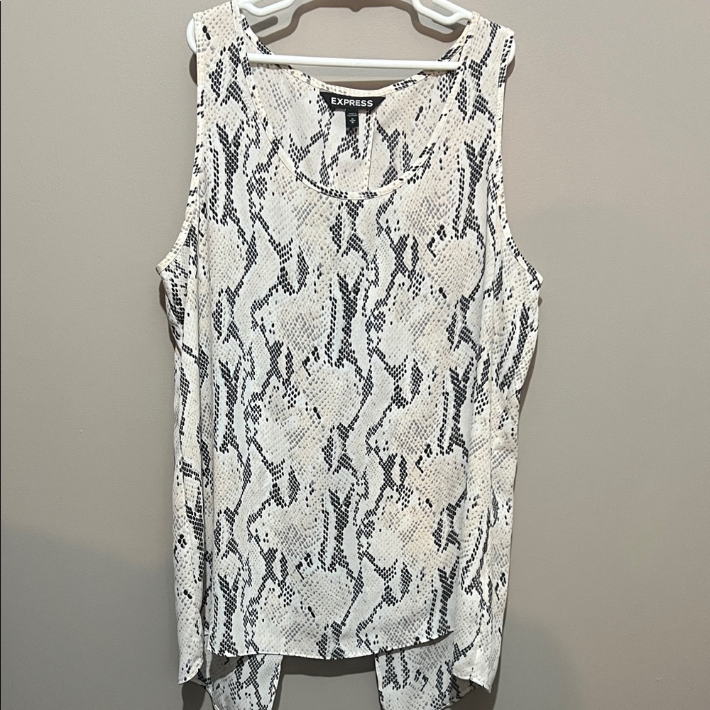 (3 for$24) Express Women's Monochrome Snake Print Tank Top with Open Back